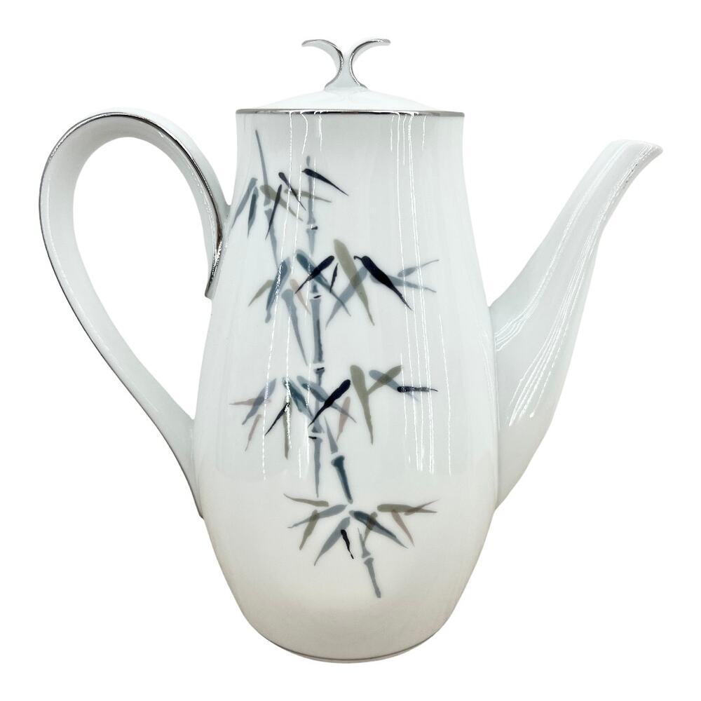 Noritake VINTAGE 50s Japanese Porcelain Bamboo Coffee Pot Handpainted Bamboo B12